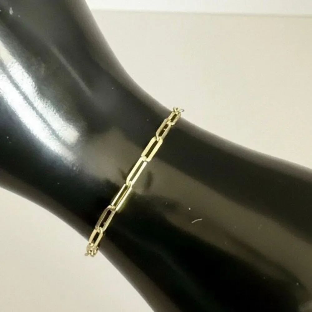 7" Gold Vermeil Paperclip Link Bracelet 3.5 Chain Dainty Stunning Adjustable New